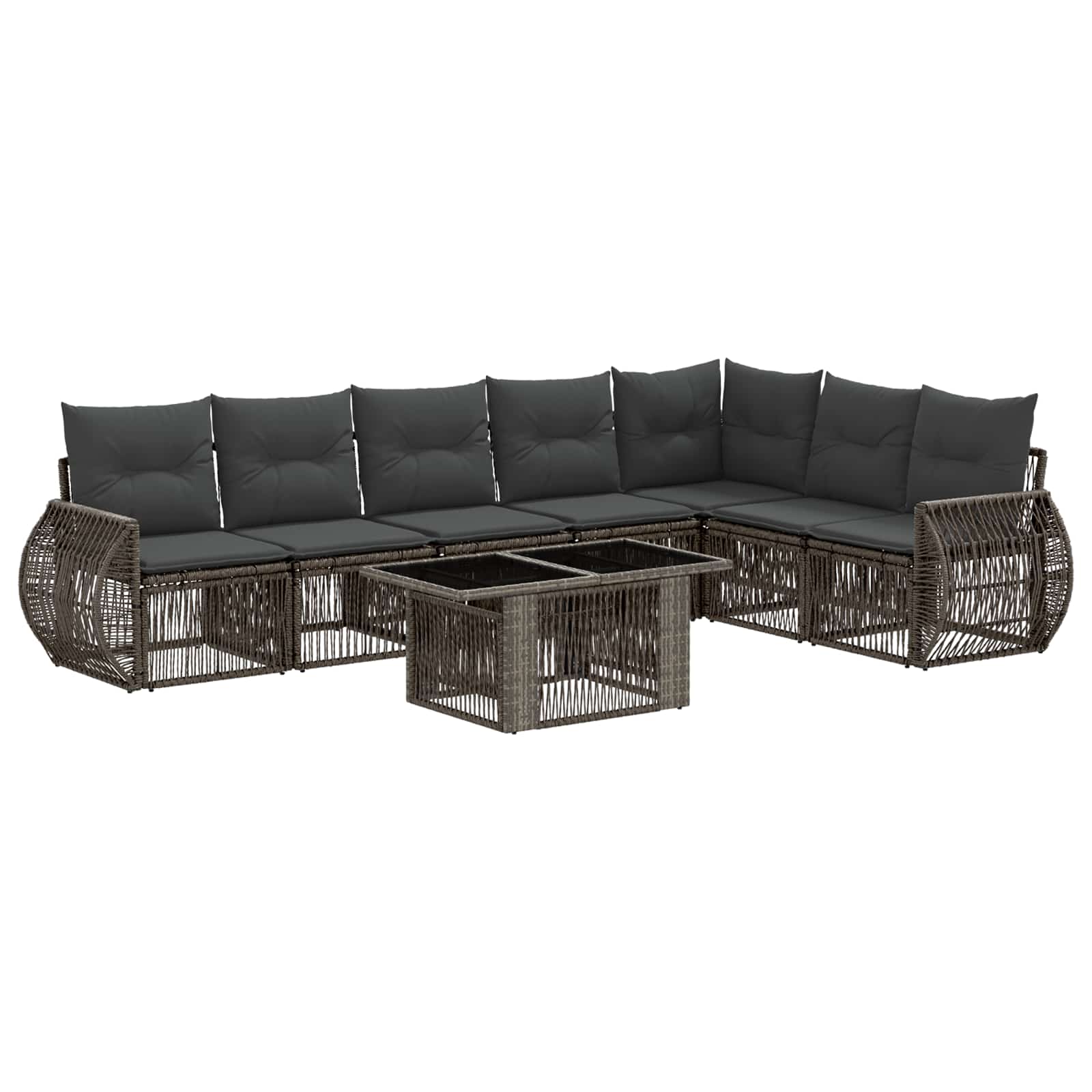 vidaXL Tuinbankenset 8 st Zwart en Cream Wit poly rattan