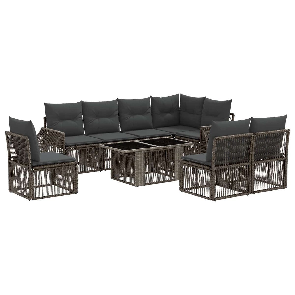 vidaXL Tuinbankenset 9 st Zwart en Cream Wit poly rattan