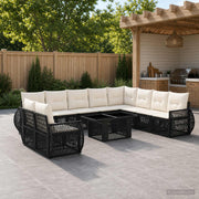 vidaXL Tuinbankenset 11 st Zwart en Cream Wit poly rattan