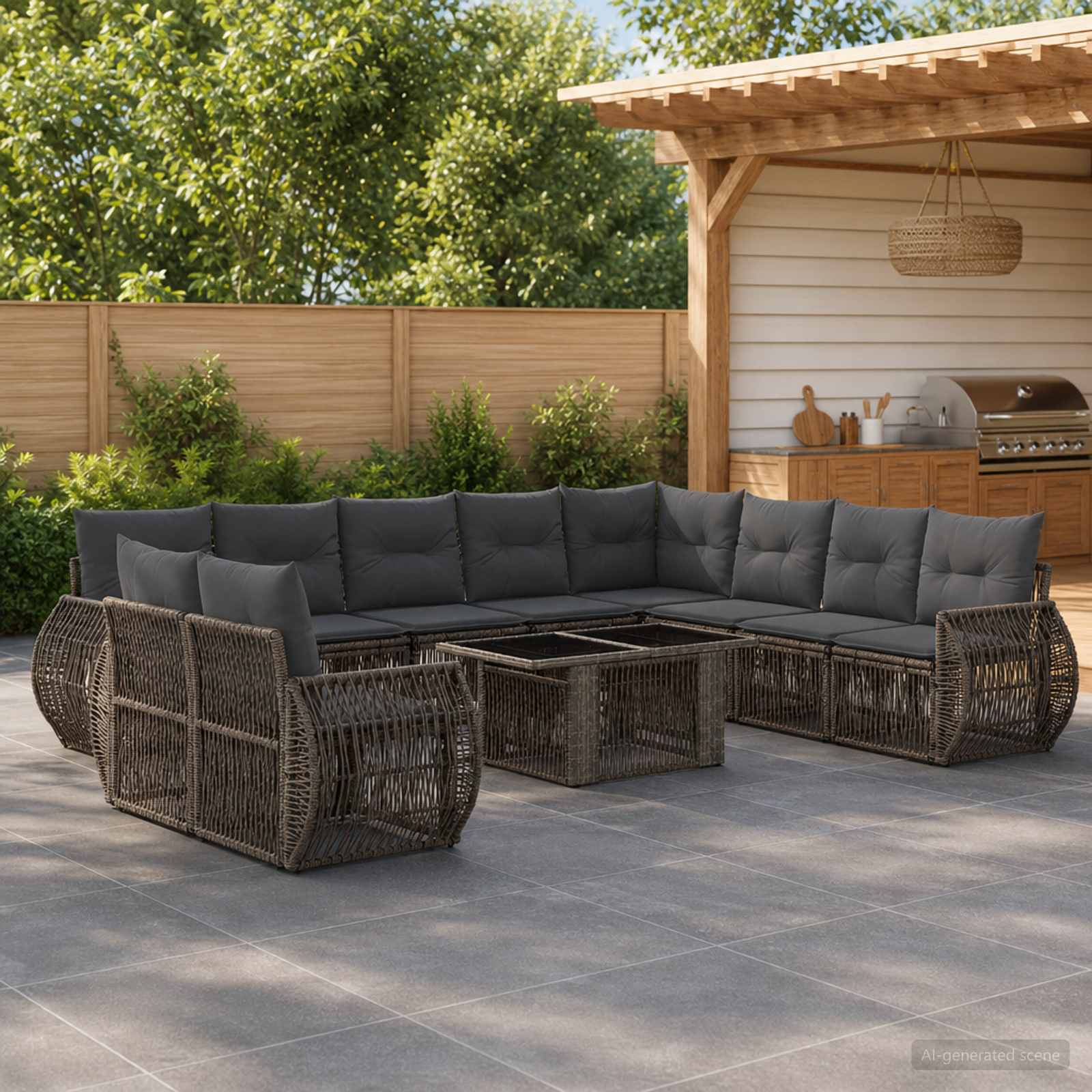 vidaXL Tuinbankenset 11 st Zwart en Cream Wit poly rattan