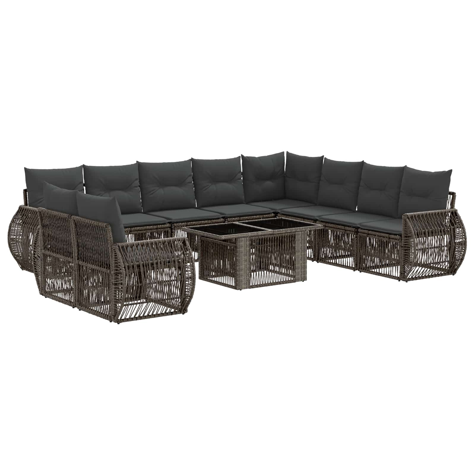vidaXL Tuinbankenset 11 st Zwart en Cream Wit poly rattan