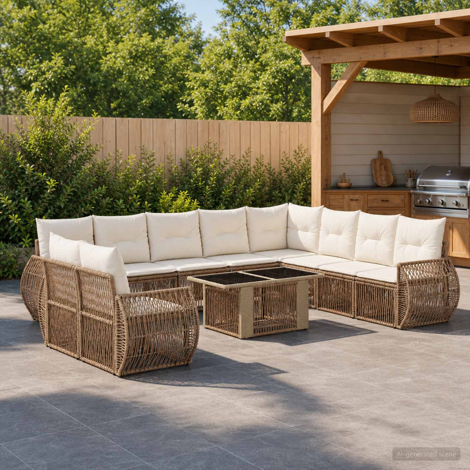 vidaXL Tuinbankenset 11 st Zwart en Cream Wit poly rattan