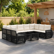 vidaXL Tuinbankenset 10 st Zwart en Cream Wit poly rattan