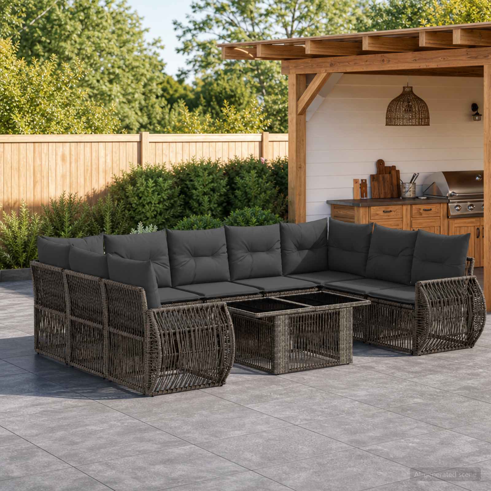 vidaXL Tuinbankenset 10 st Zwart en Cream Wit poly rattan