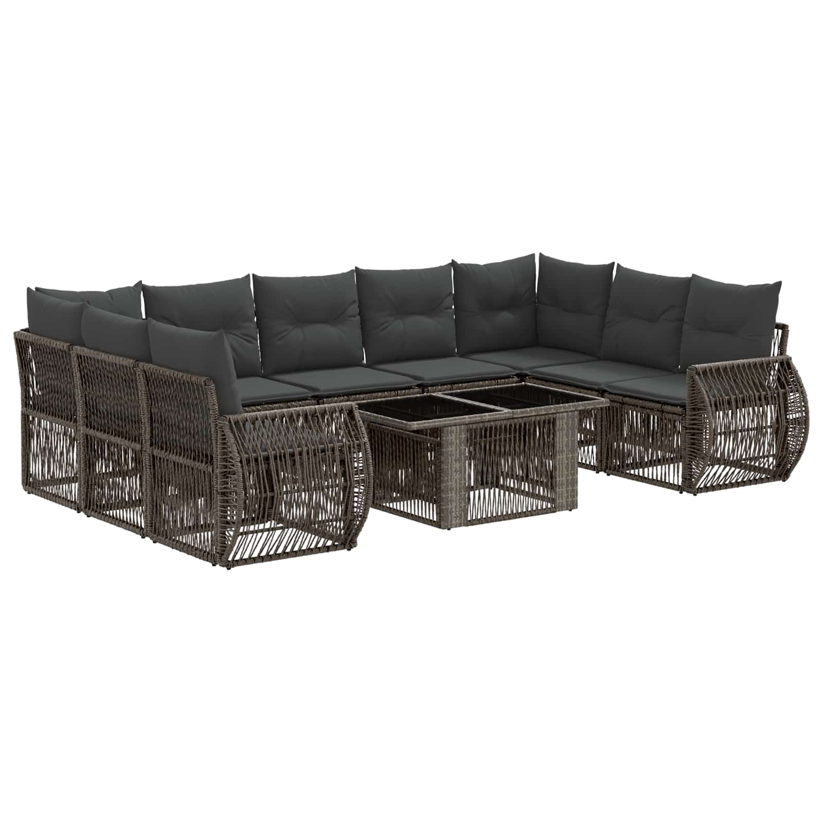 vidaXL Tuinbankenset 10 st Zwart en Cream Wit poly rattan