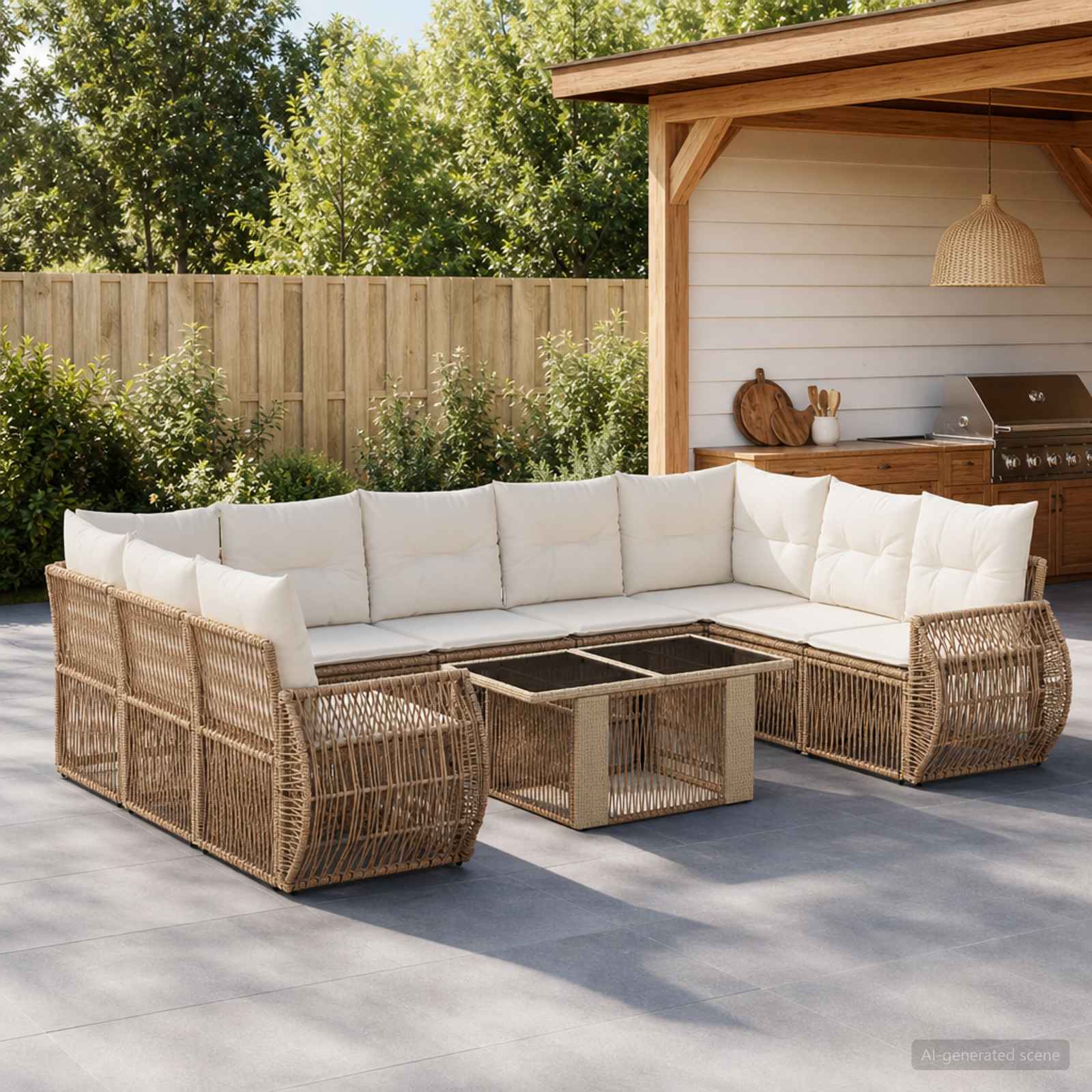 vidaXL Tuinbankenset 10 st Zwart en Cream Wit poly rattan