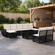 vidaXL Tuinbankenset 10 st Zwart en Cream Wit poly rattan