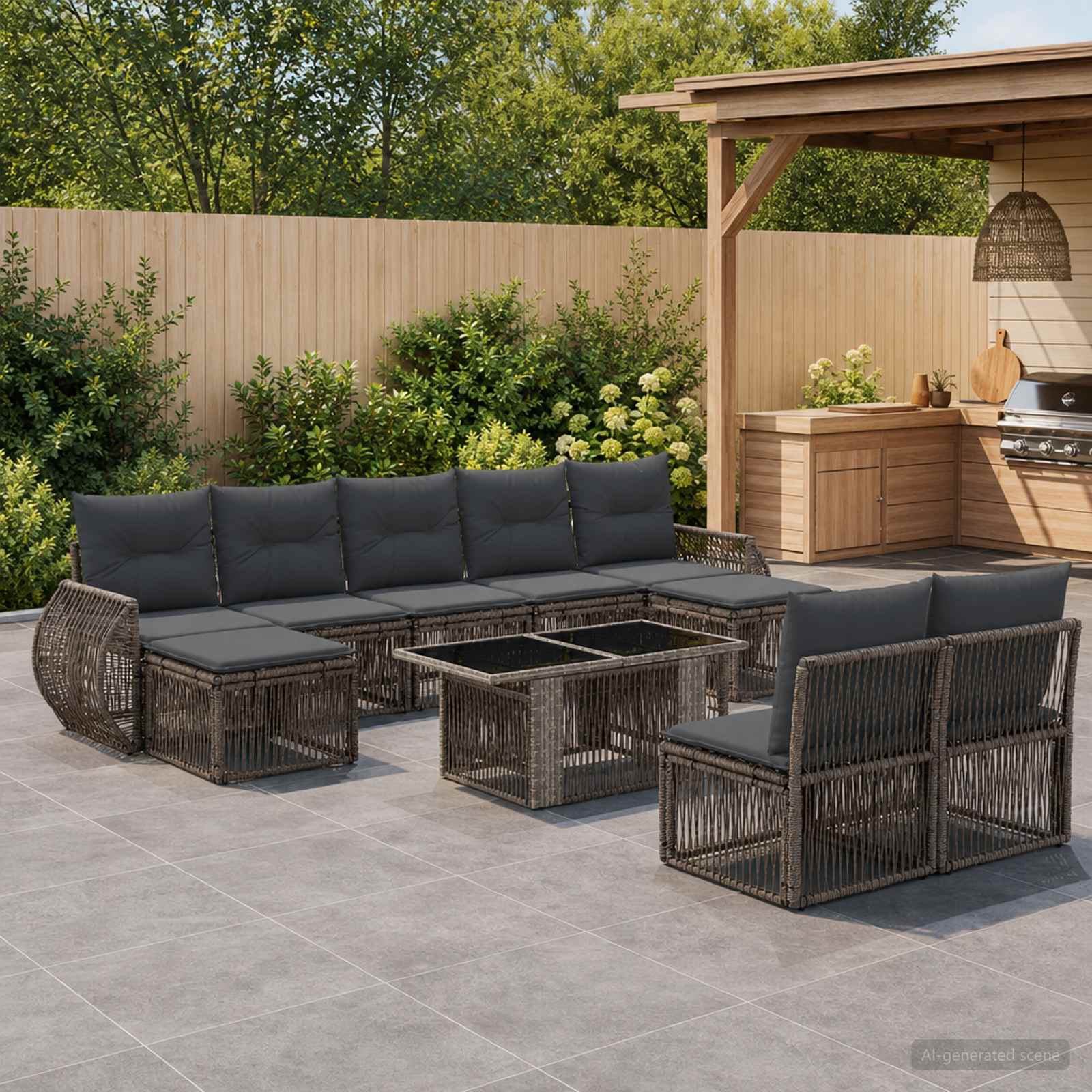 vidaXL Tuinbankenset 10 st Zwart en Cream Wit poly rattan