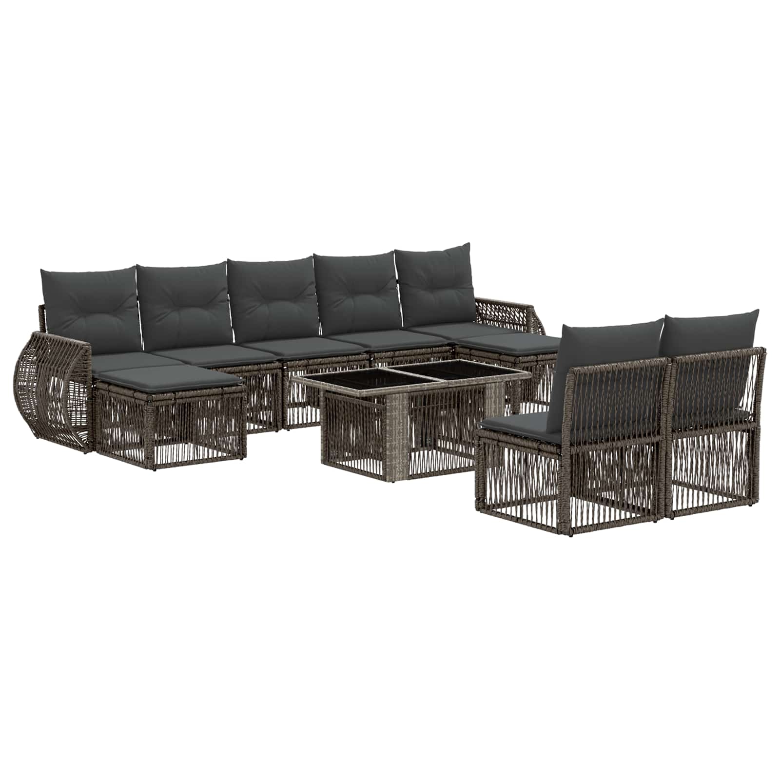 vidaXL Tuinbankenset 10 st Zwart en Cream Wit poly rattan