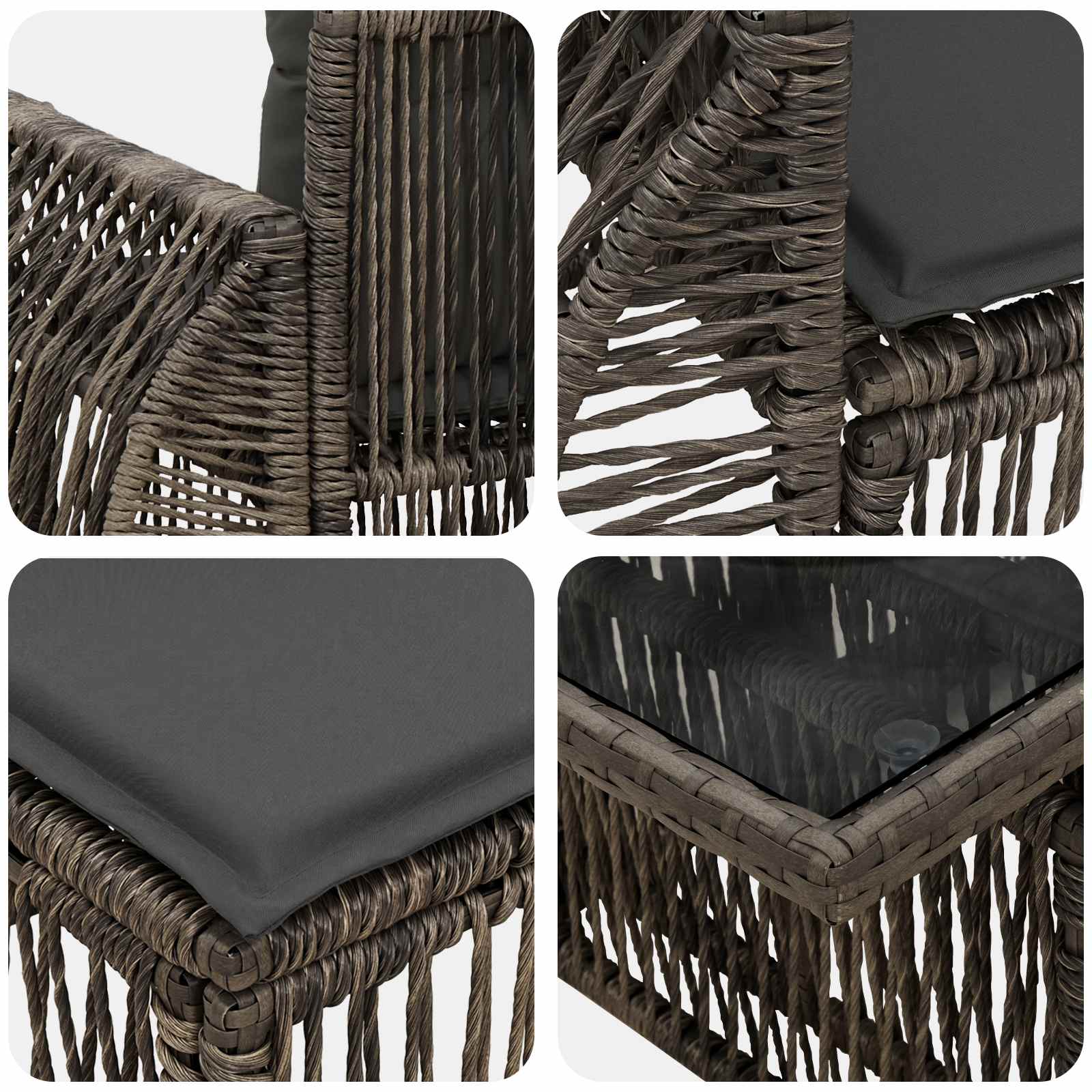 vidaXL Tuinbankenset 10 st Zwart en Cream Wit poly rattan