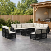 vidaXL Tuinbankenset 13 st Zwart en Cream Wit poly rattan