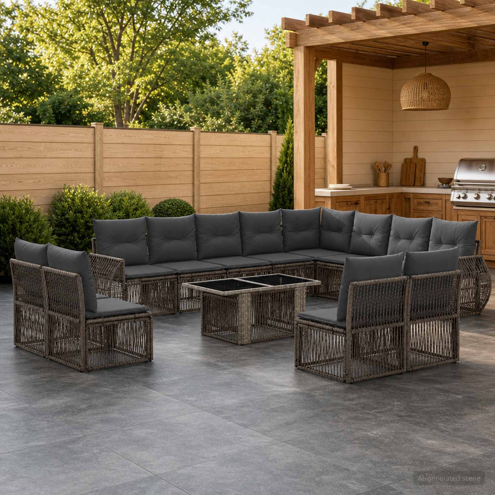 vidaXL Tuinbankenset 13 st Zwart en Cream Wit poly rattan