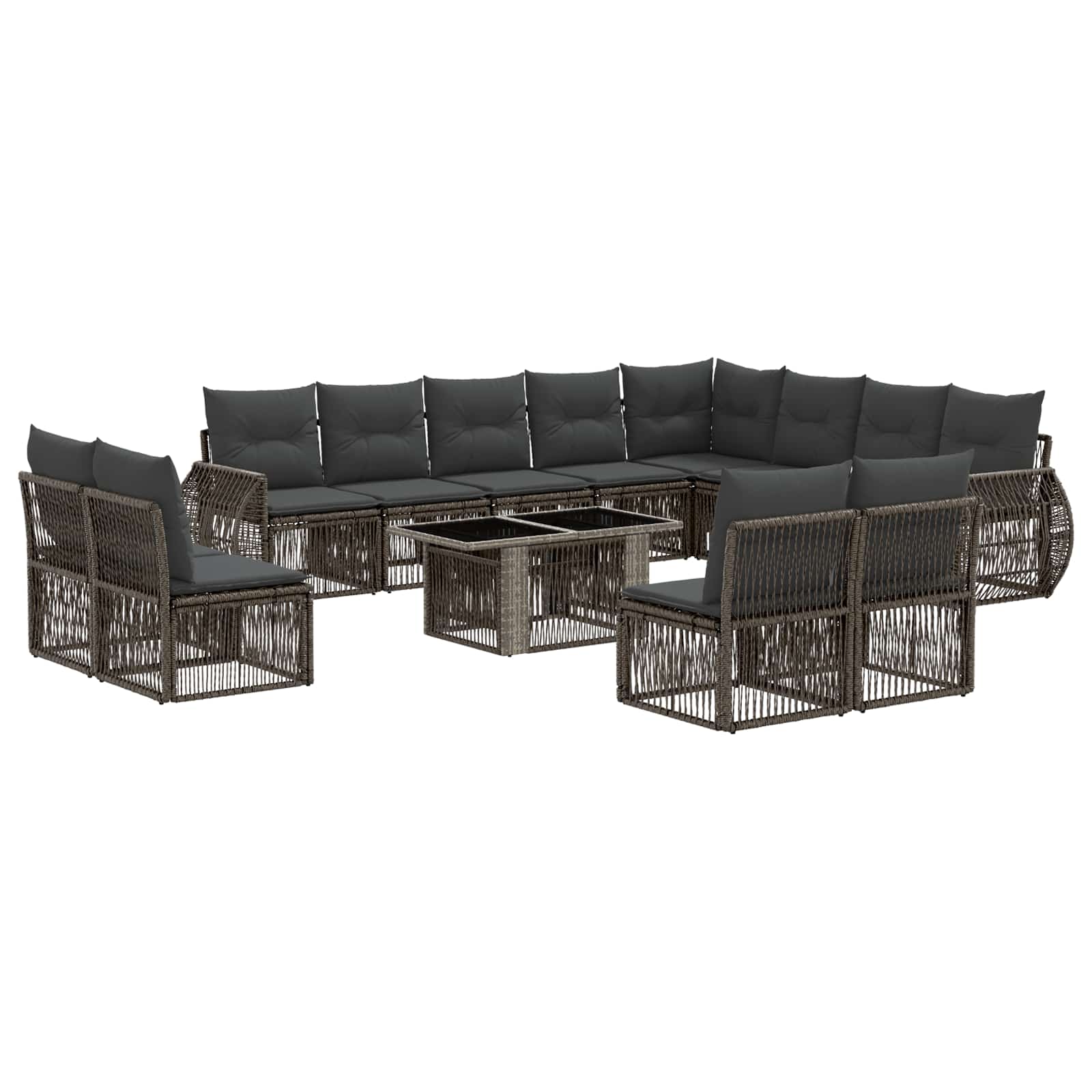 vidaXL Tuinbankenset 13 st Zwart en Cream Wit poly rattan