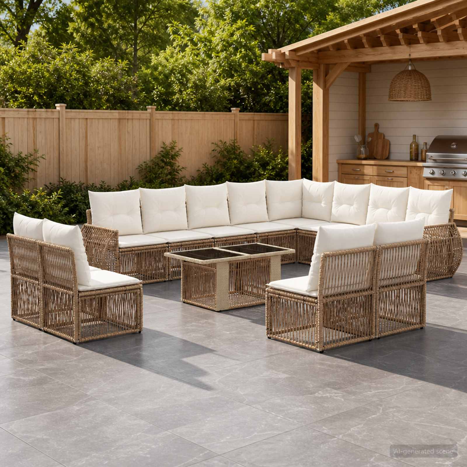 vidaXL Tuinbankenset 13 st Zwart en Cream Wit poly rattan
