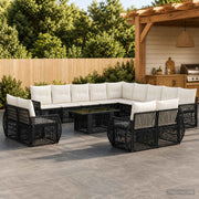 vidaXL Tuinbankenset 14 st Zwart en Cream Wit poly rattan