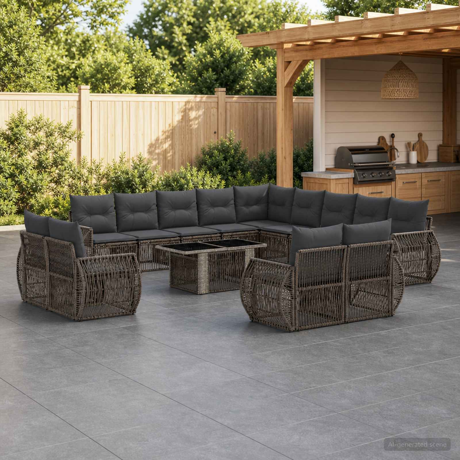 vidaXL Tuinbankenset 14 st Zwart en Cream Wit poly rattan