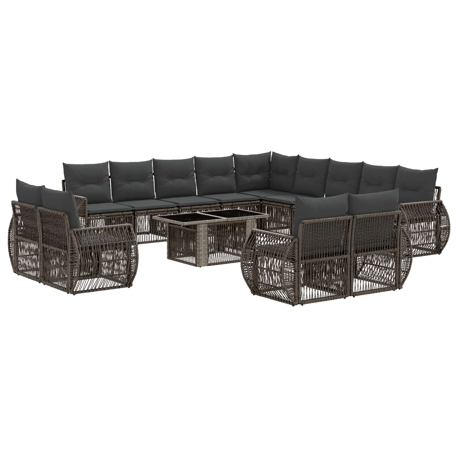 vidaXL Tuinbankenset 14 st Zwart en Cream Wit poly rattan