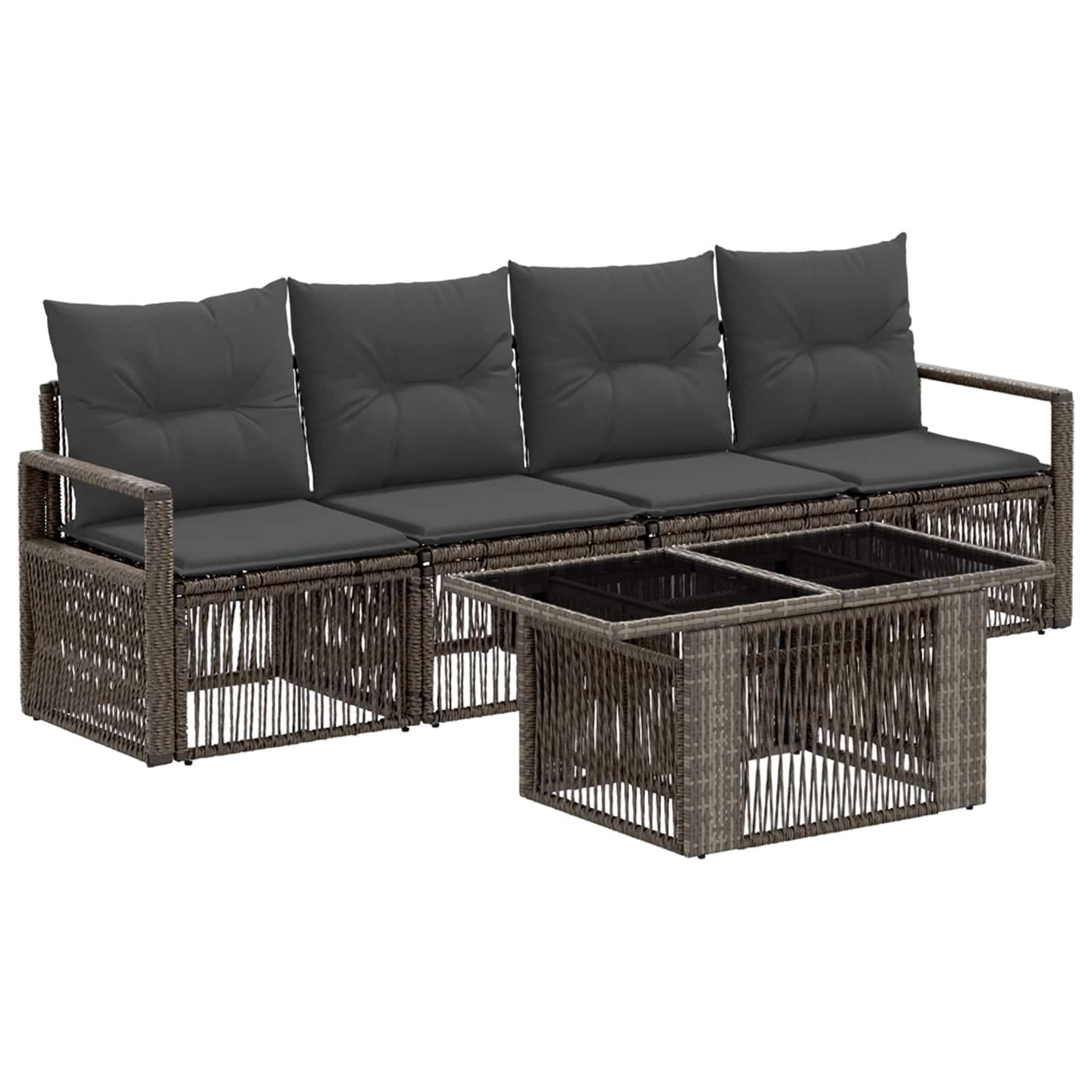 vidaXL Tuinbankenset 5 st Zwart en Cream Wit poly rattan