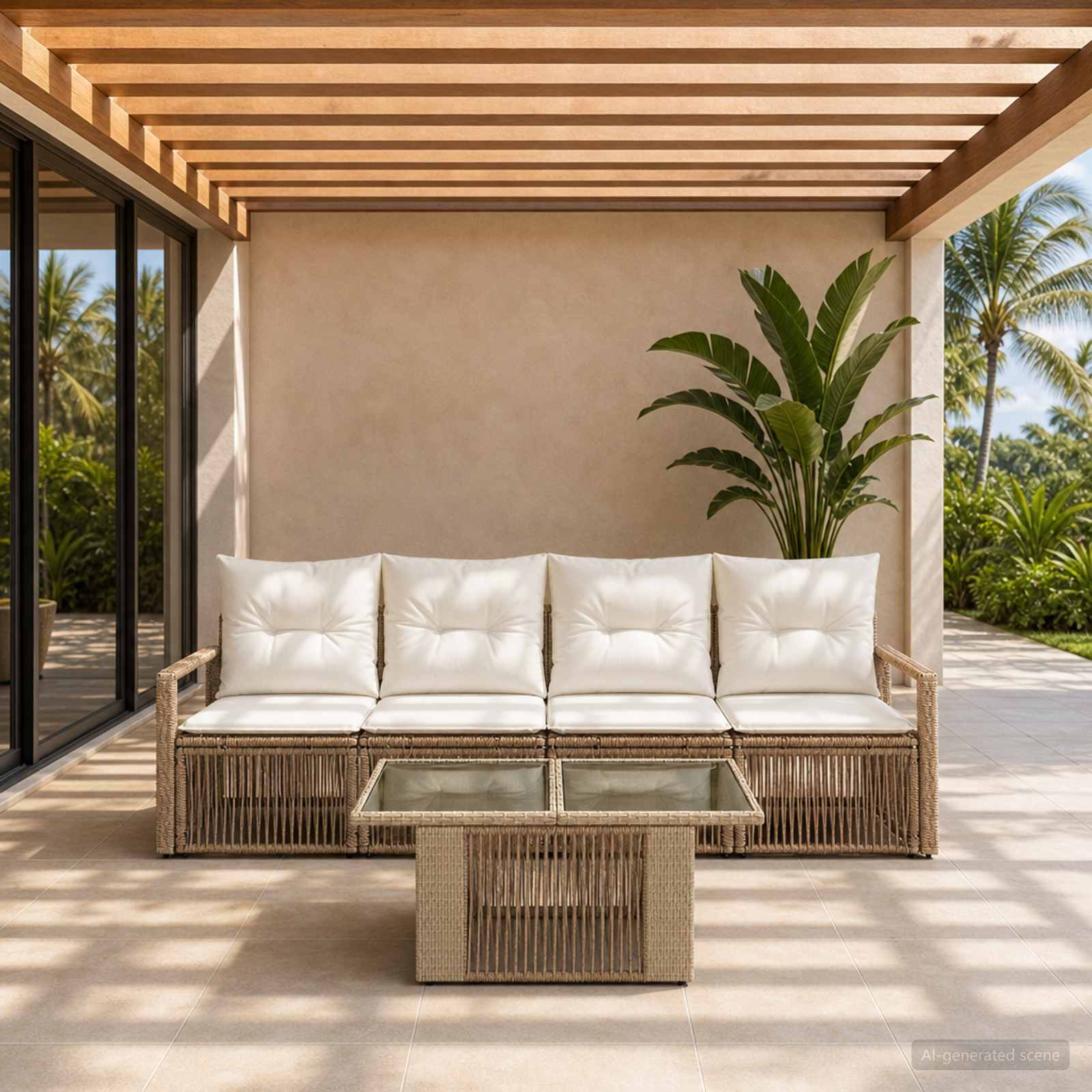 vidaXL Tuinbankenset 5 st Zwart en Cream Wit poly rattan