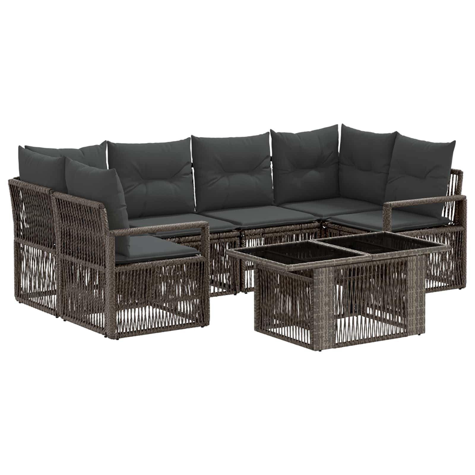 vidaXL Tuinbankenset 7 st Zwart en Cream Wit poly rattan