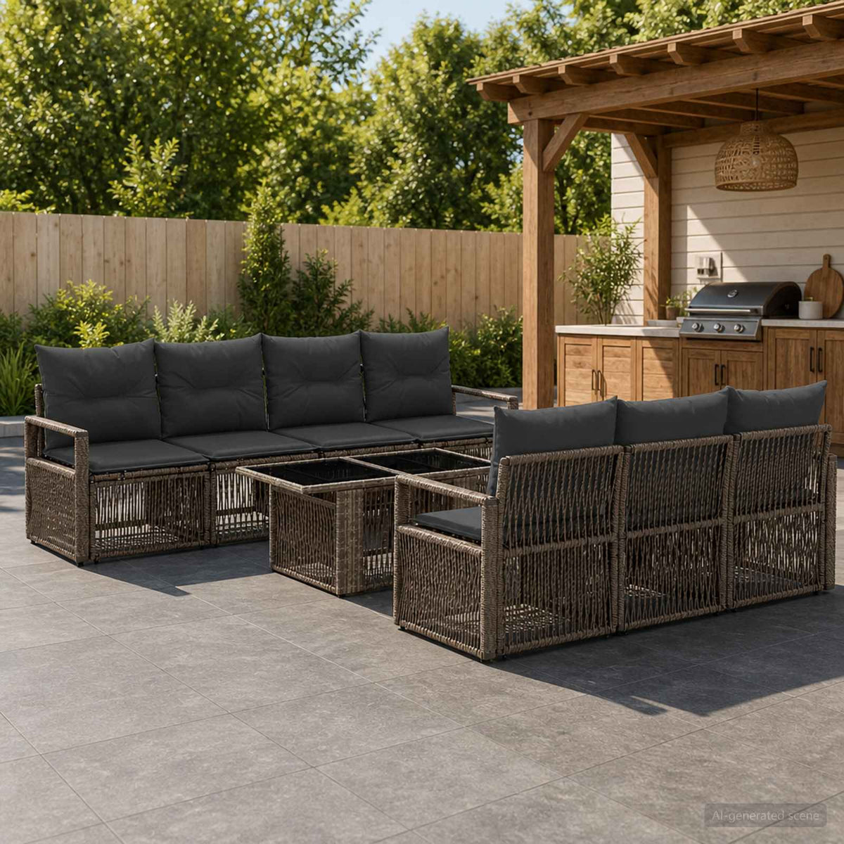 vidaXL Tuinbankenset 8 st Zwart en Cream Wit poly rattan