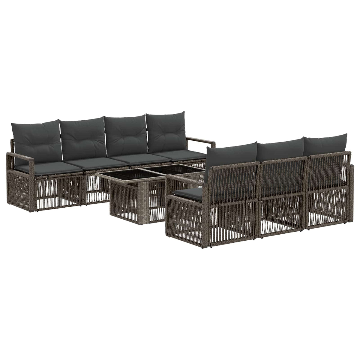 vidaXL Tuinbankenset 8 st Zwart en Cream Wit poly rattan
