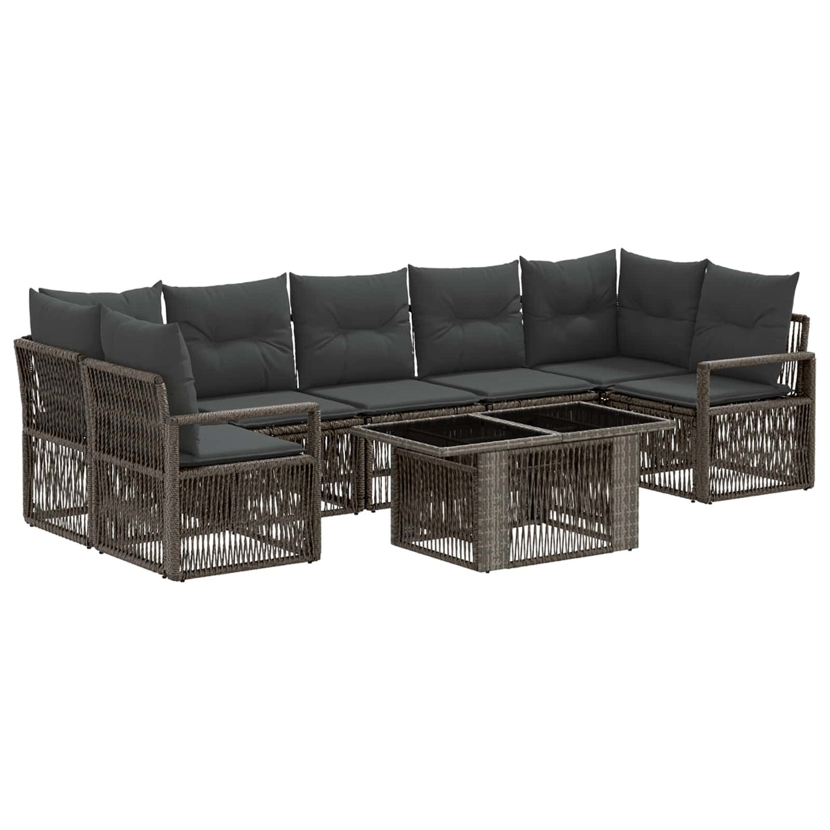 vidaXL Tuinbankenset 8 st Zwart en Cream Wit poly rattan