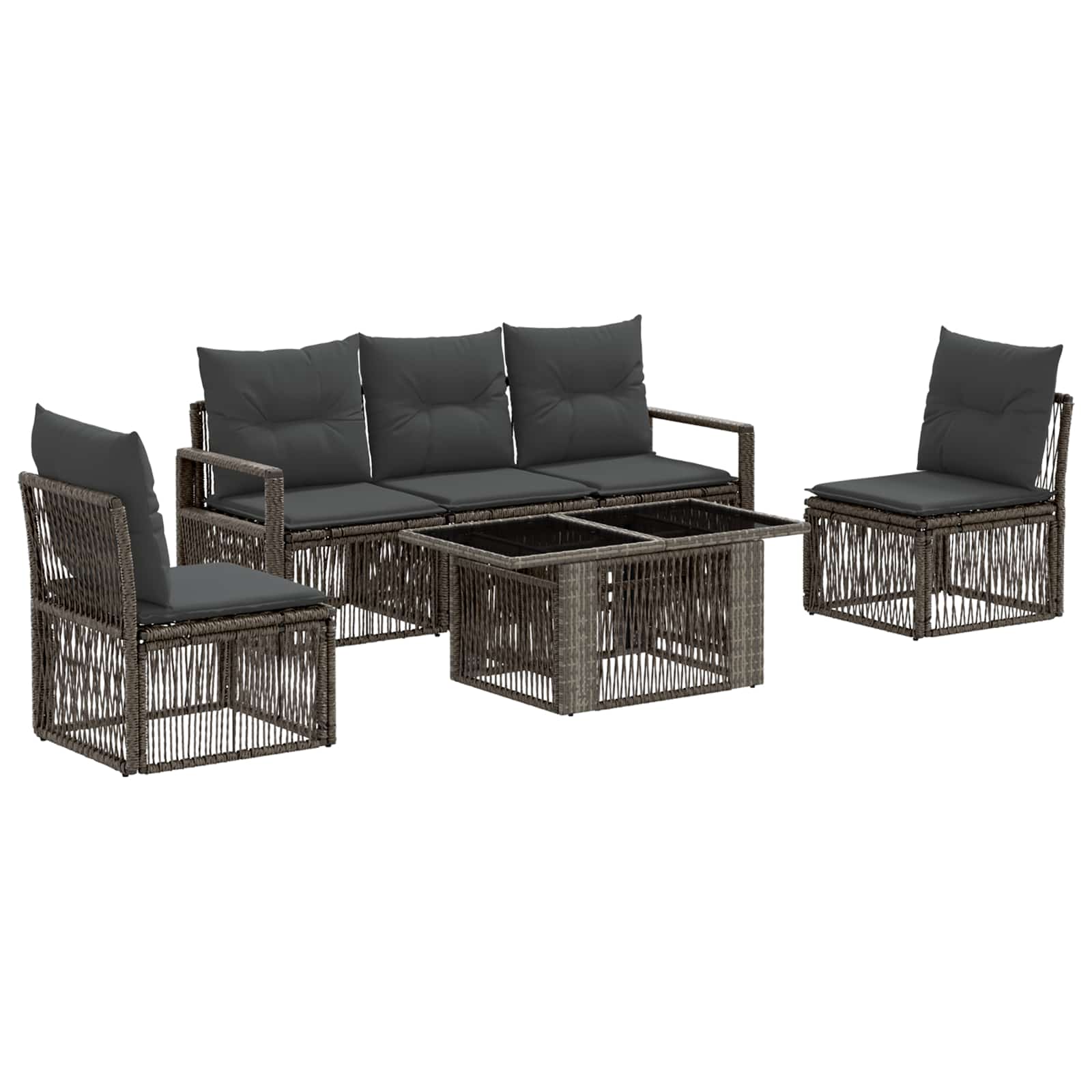 vidaXL Tuinbankenset 6 st Zwart en Cream Wit poly rattan