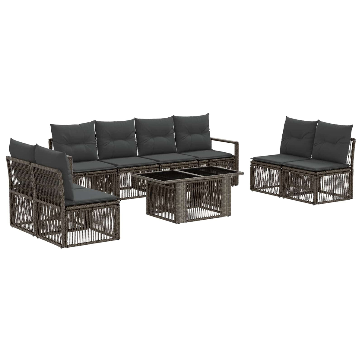 vidaXL Tuinbankenset 9 st Zwart en Cream Wit poly rattan