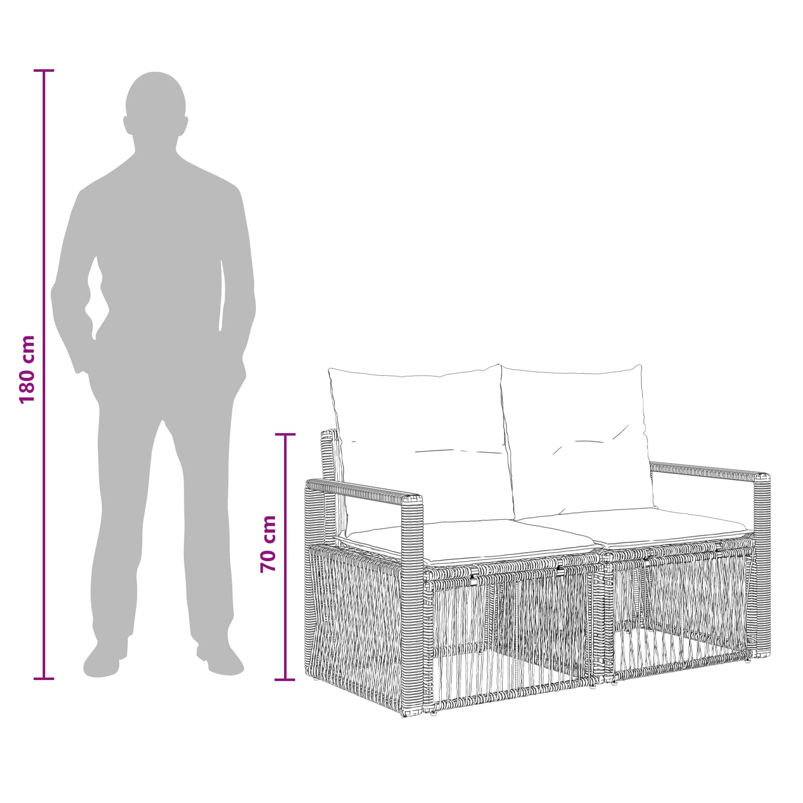 vidaXL Tuinbankenset 5 st Zwart en Cream Wit poly rattan