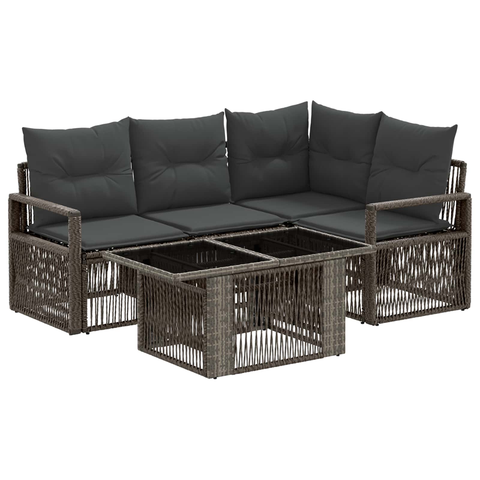 vidaXL Tuinbankenset 5 st Zwart en Cream Wit poly rattan