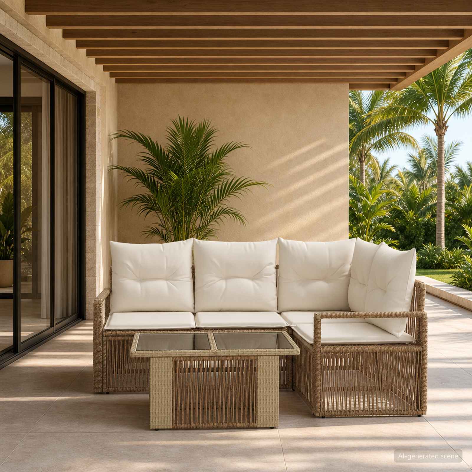 vidaXL Tuinbankenset 5 st Zwart en Cream Wit poly rattan