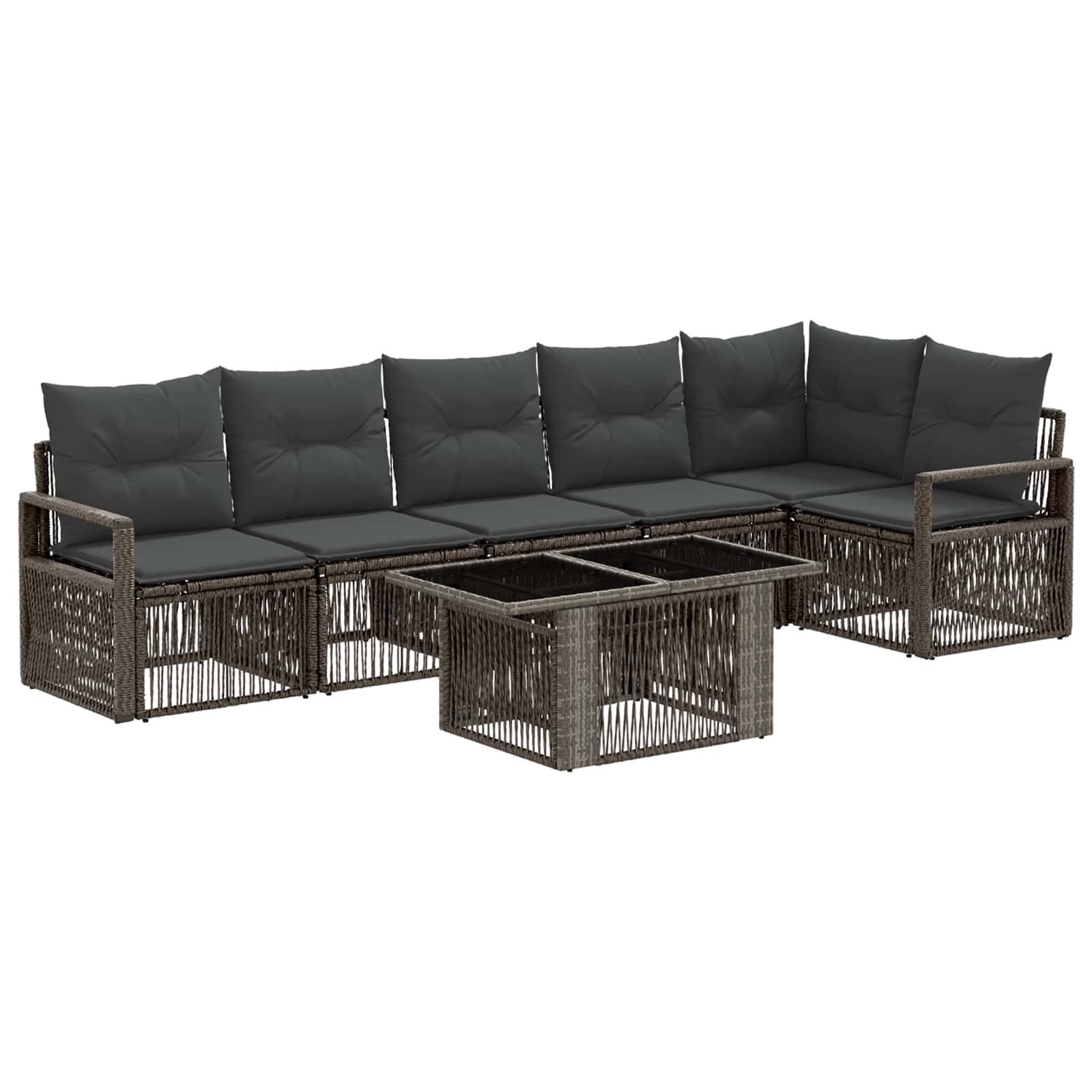 vidaXL Tuinbankenset 7 st Zwart en Cream Wit poly rattan