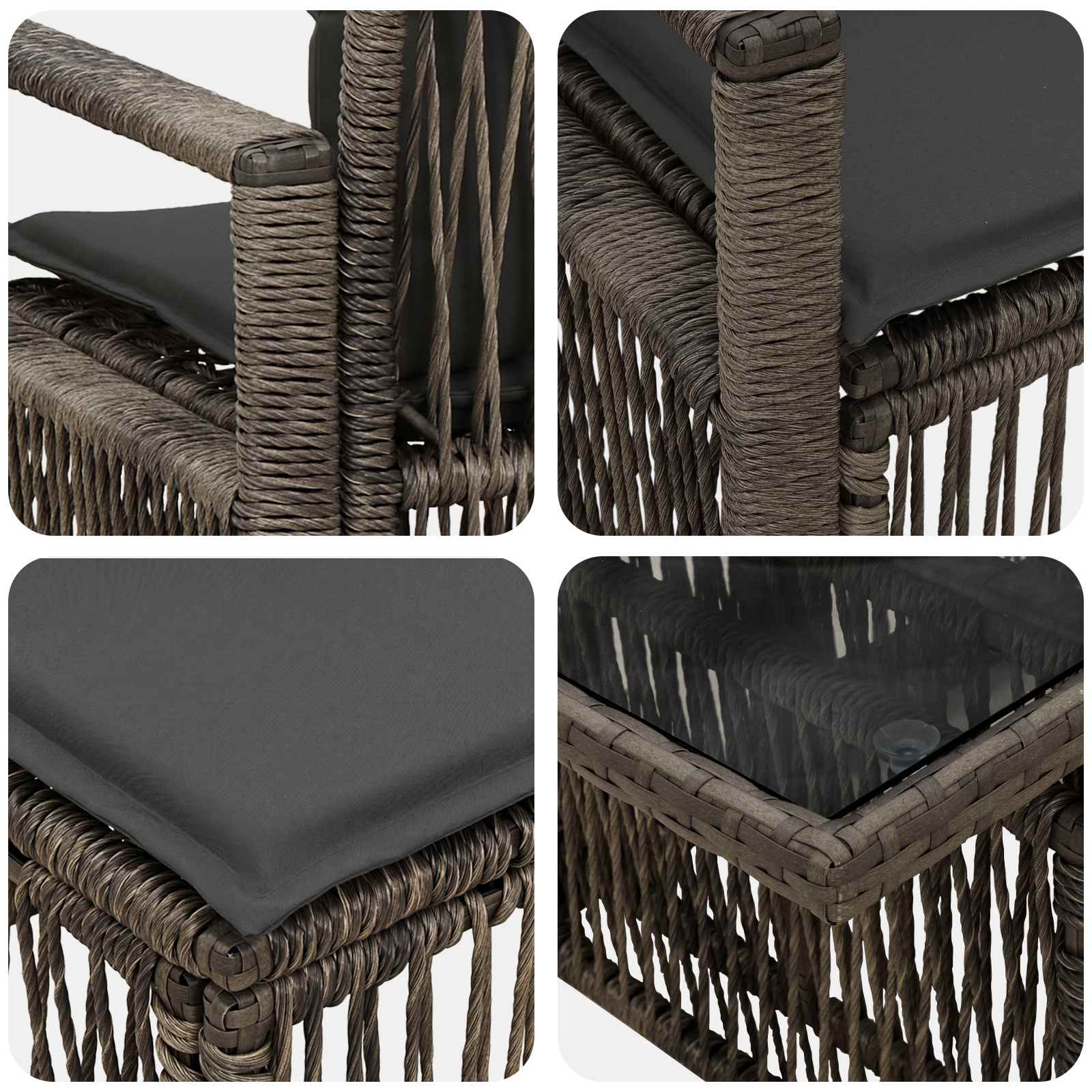 vidaXL Tuinbankenset 7 st Zwart en Cream Wit poly rattan