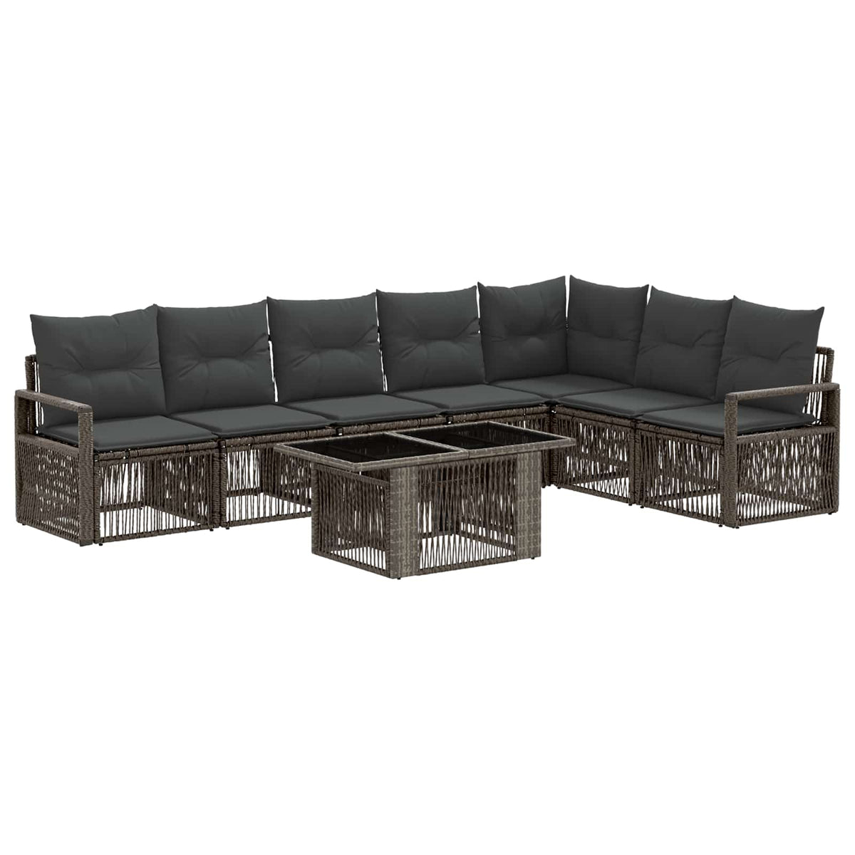 vidaXL Tuinbankenset 8 st Zwart en Cream Wit poly rattan