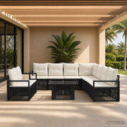 vidaXL Tuinbankenset 10 st Zwart en Cream Wit poly rattan