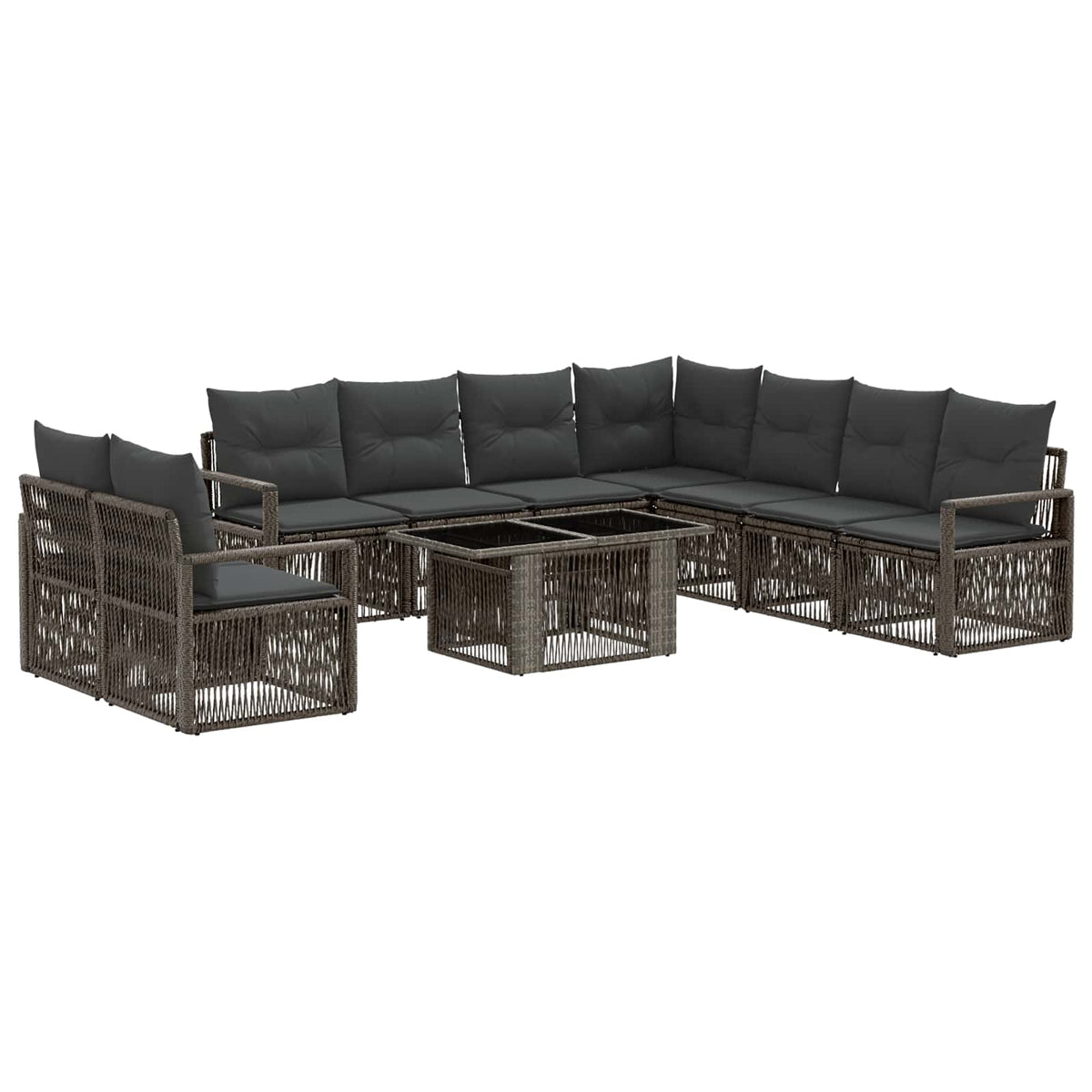 vidaXL Tuinbankenset 10 st Zwart en Cream Wit poly rattan