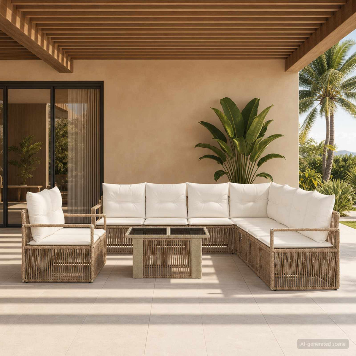 vidaXL Tuinbankenset 10 st Zwart en Cream Wit poly rattan