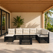 vidaXL Tuinbankenset 9 st Zwart en Cream Wit poly rattan