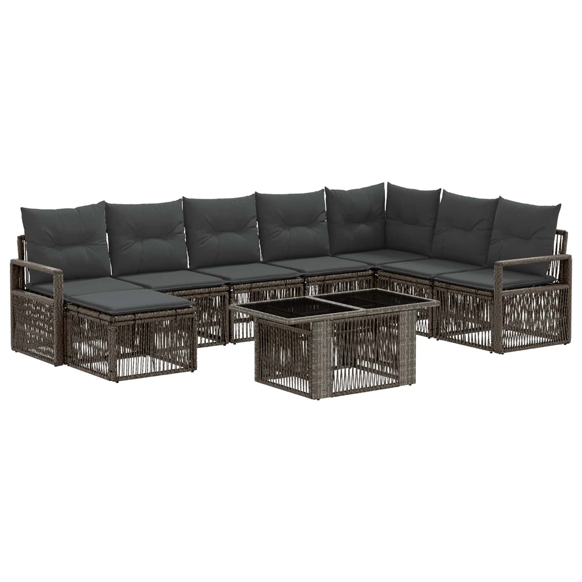 vidaXL Tuinbankenset 9 st Zwart en Cream Wit poly rattan