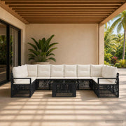 vidaXL Tuinbankenset 11 st Zwart en Cream Wit poly rattan