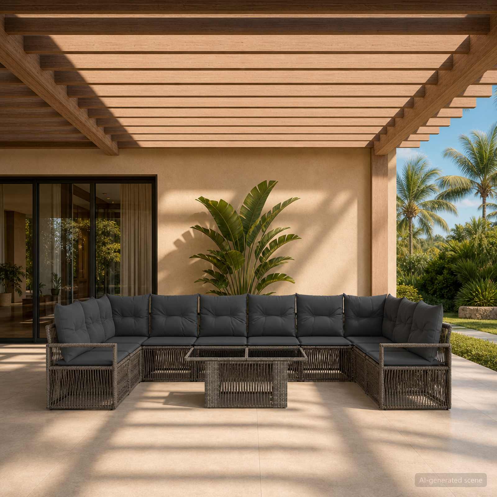 vidaXL Tuinbankenset 11 st Zwart en Cream Wit poly rattan