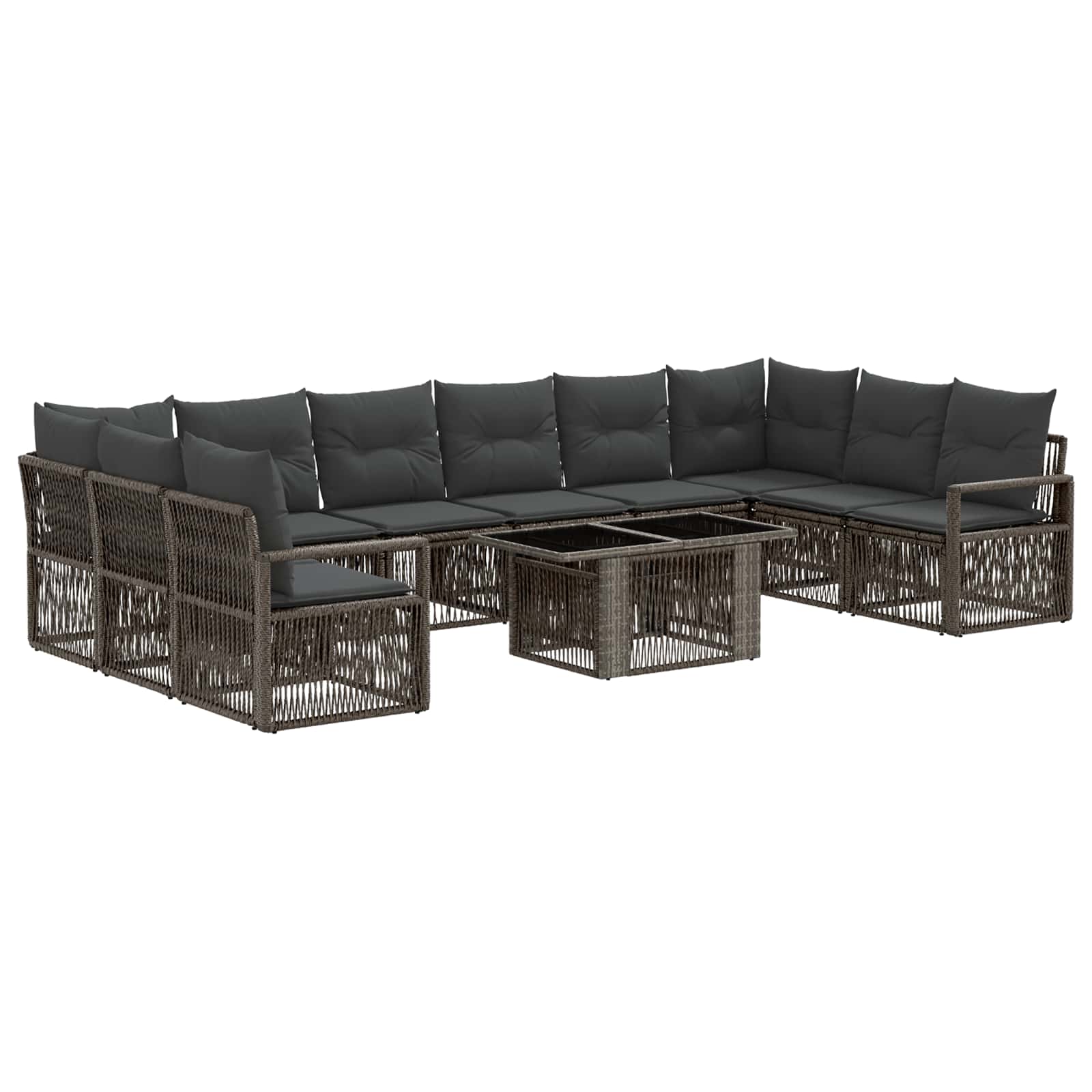 vidaXL Tuinbankenset 11 st Zwart en Cream Wit poly rattan