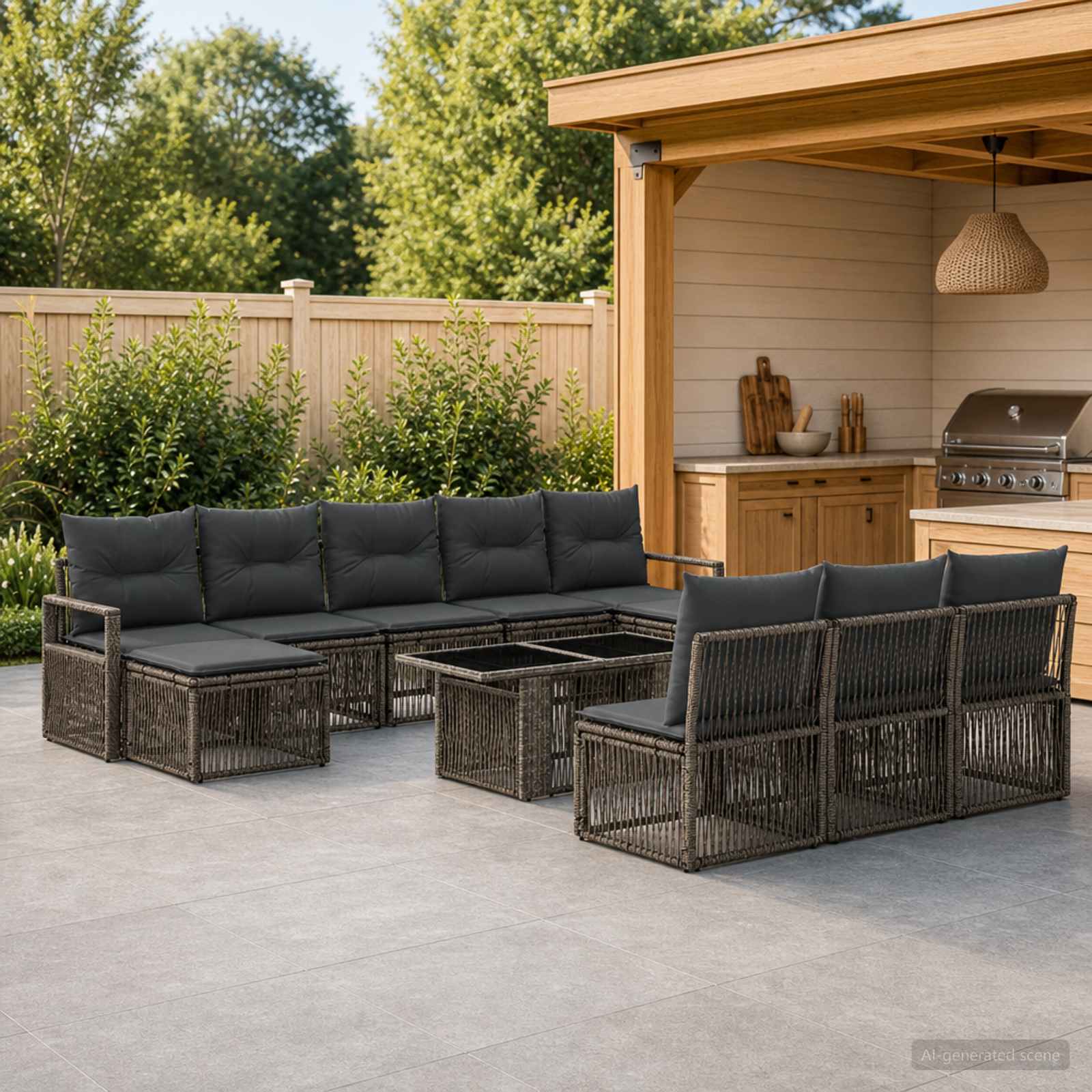 vidaXL Tuinbankenset 11 st Zwart en Cream Wit poly rattan