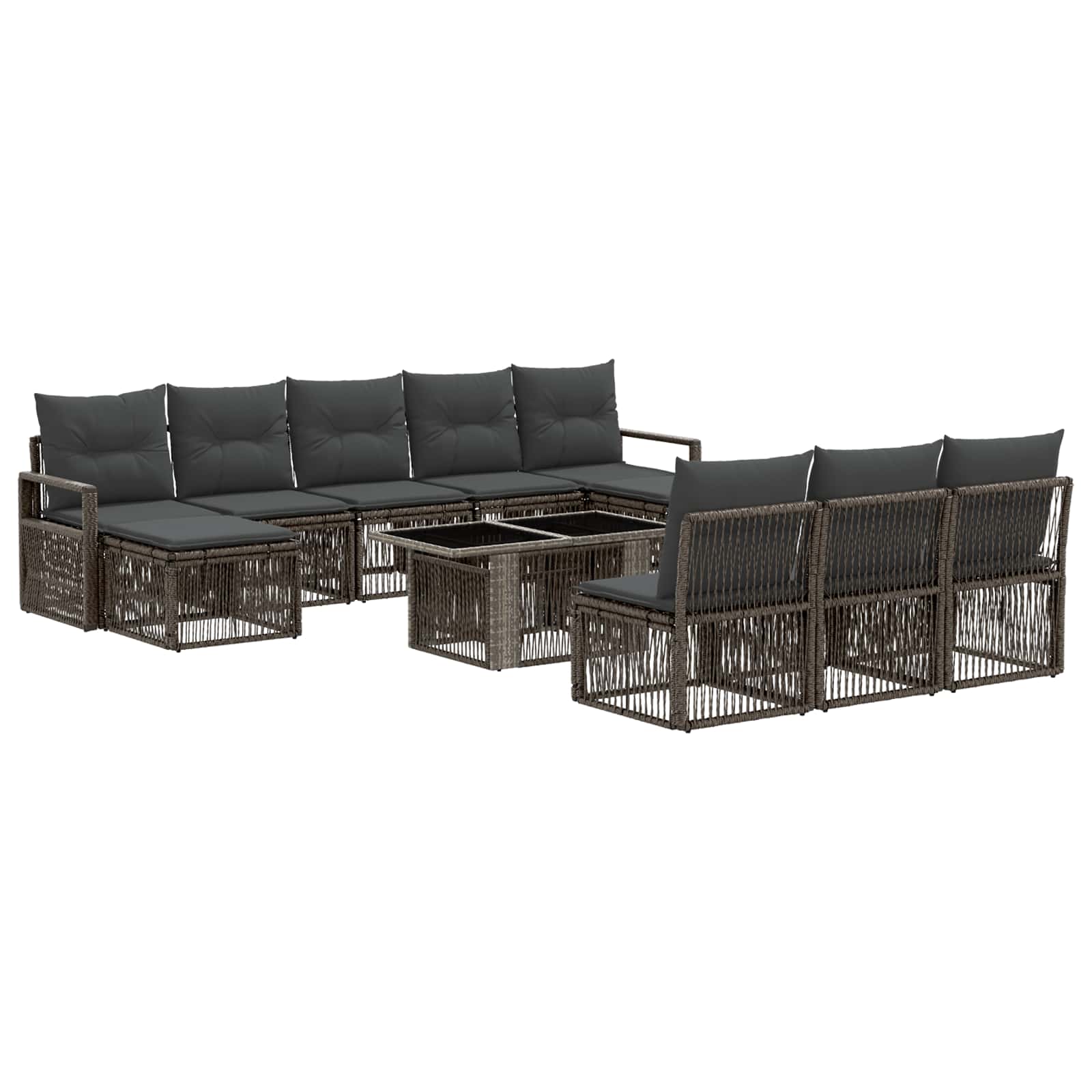 vidaXL Tuinbankenset 11 st Zwart en Cream Wit poly rattan