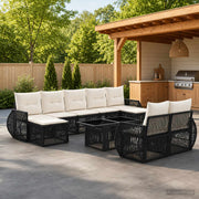 vidaXL Tuinbankenset 10 st Zwart en Cream Wit poly rattan