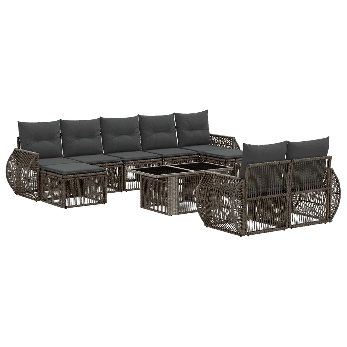 vidaXL Tuinbankenset 10 st Zwart en Cream Wit poly rattan
