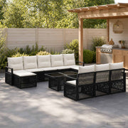 vidaXL Tuinbankenset 11 st Zwart en Cream Wit poly rattan