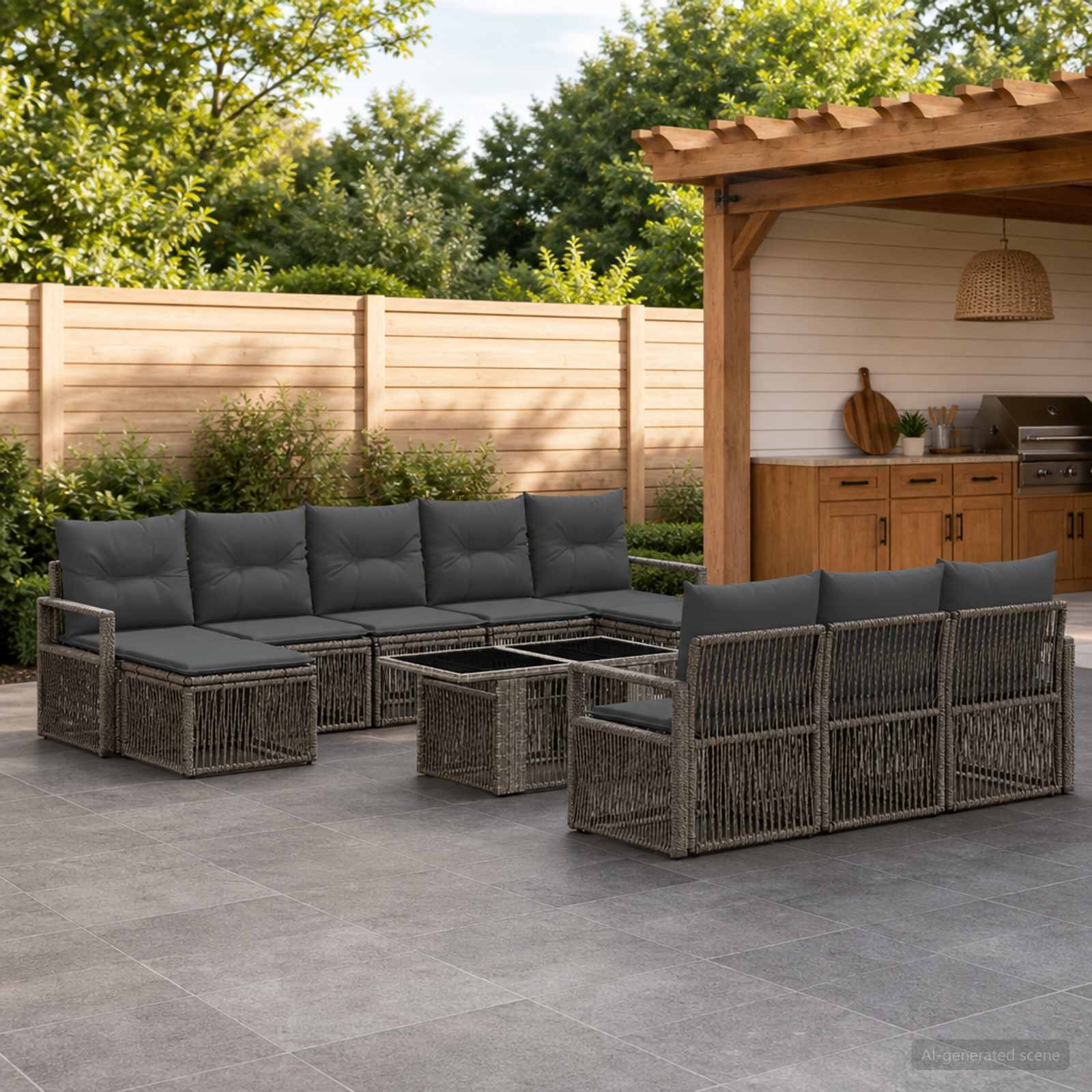 vidaXL Tuinbankenset 11 st Zwart en Cream Wit poly rattan