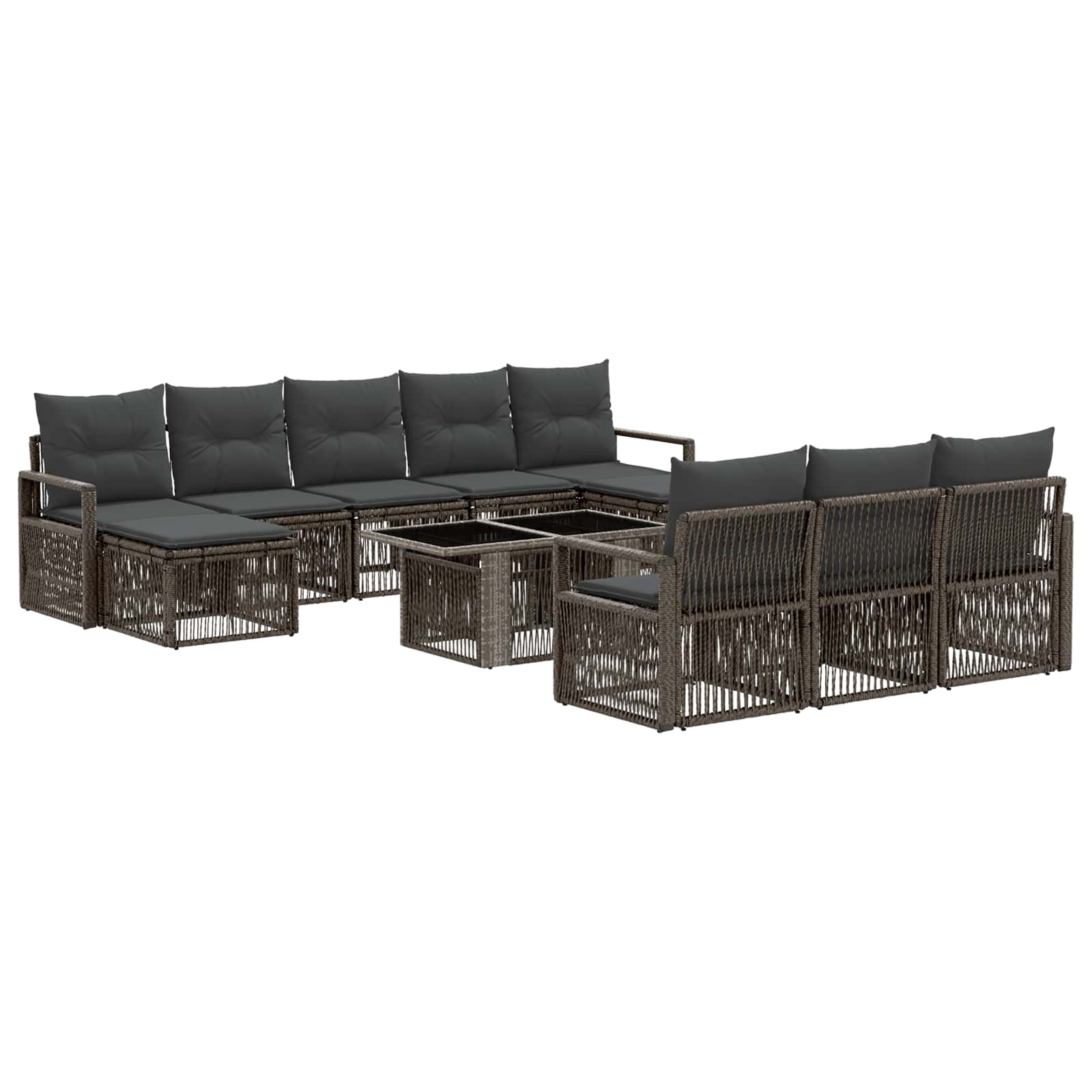 vidaXL Tuinbankenset 11 st Zwart en Cream Wit poly rattan